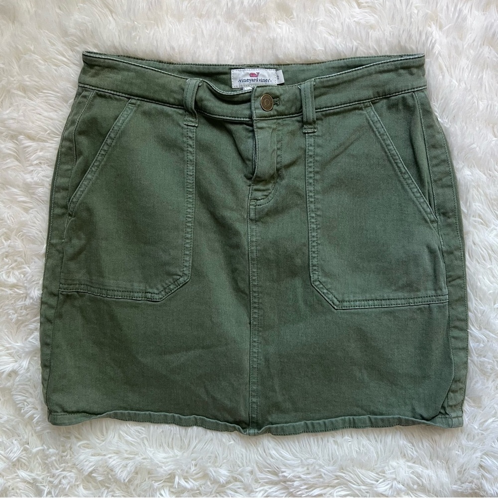 Vineyard Vines Green Khaki Mini Skirt